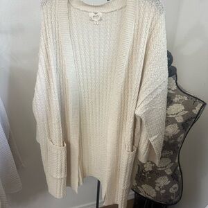 Perch Cream Open-Front Knit Cardigan
